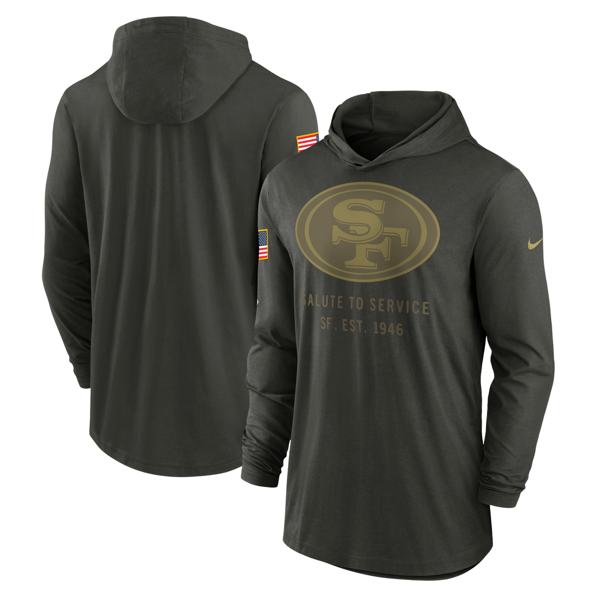 San Francisco 49ers Nike Forest Green 2025 Salute to Service Sideline Dri-FIT Lightweight Hooded Pullover for Men product