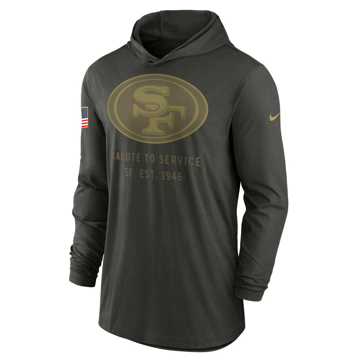 San Francisco 49ers Nike Forest Green 2025 Salute to Service Sideline Dri-FIT Lightweight Hooded Pullover for Men product