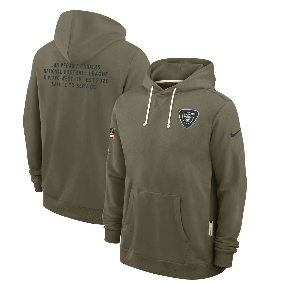 Las Vegas Raiders Nike 2025 Salute to Service Sideline Standard Issue Dri-FIT Hoodie-Olive product image 3, provided for