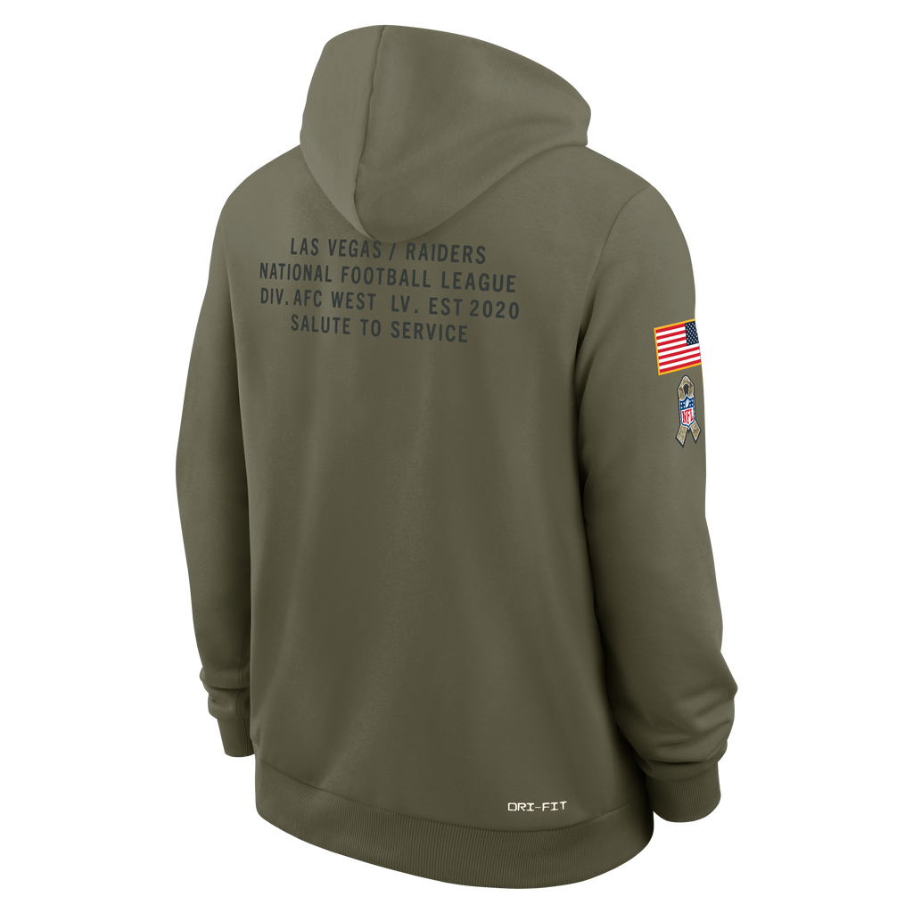 Las Vegas Raiders Nike 2025 Salute to Service Sideline Standard Issue Dri-FIT Hoodie-Olive product image 2, provided for