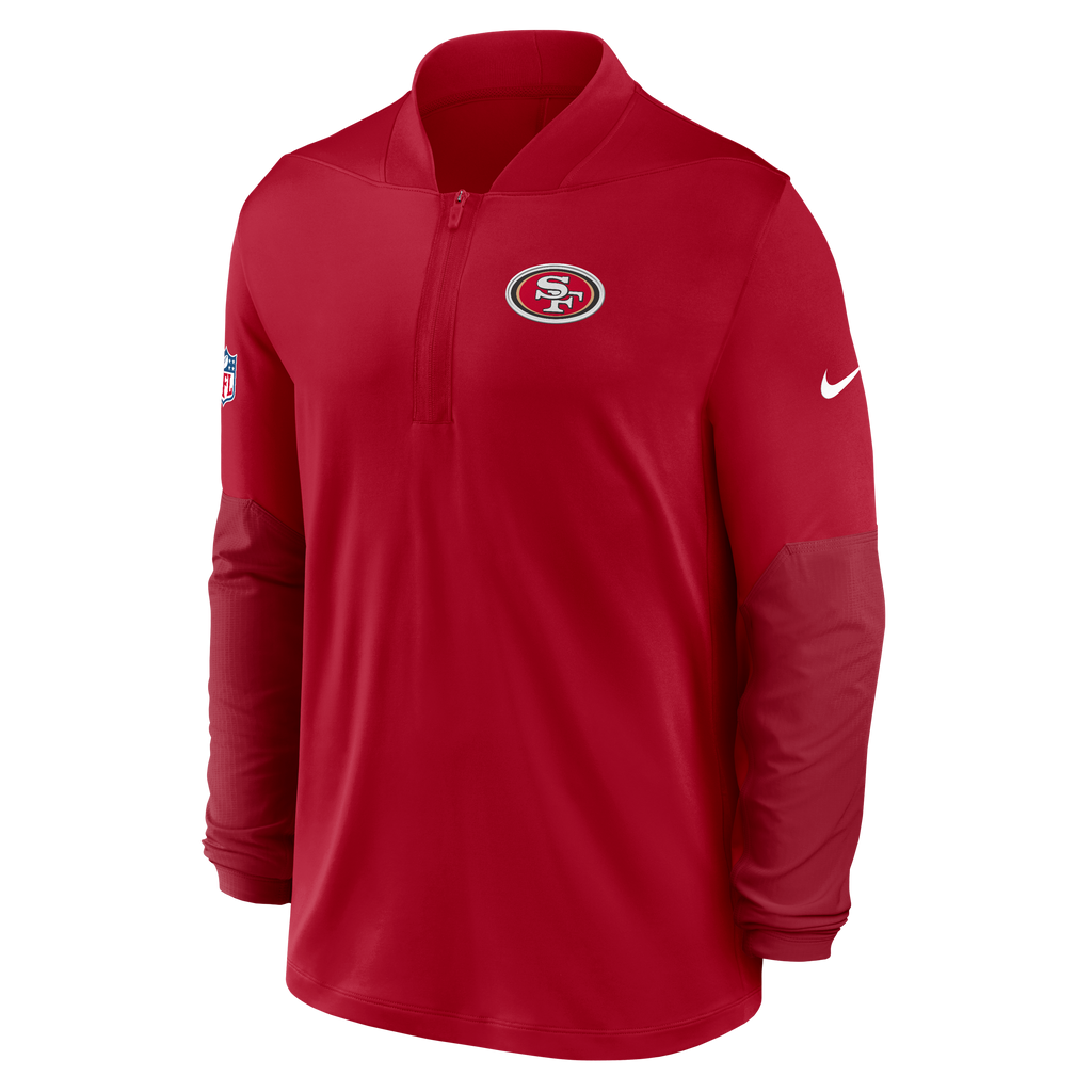 Nike Men San Francisco 49ers Sideline Dri-FIT Half-Zip Pullover - Scarlet product image 1, provided for visual reference and