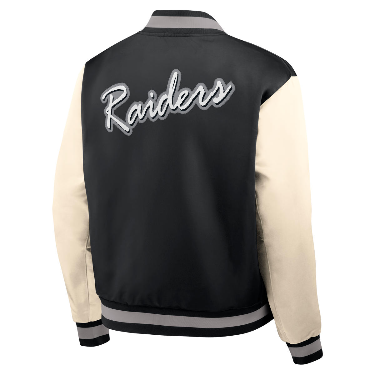 Nike Men Las Vegas Raiders Rewind Legacy Varsity Jacket product image 2, provided for visual reference and product detail