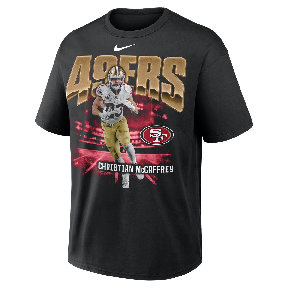 Nike San Francisco 49ers Christian McCaffrey Loose Fit Heavyweight T-Shirt product image 1, provided for visual reference
