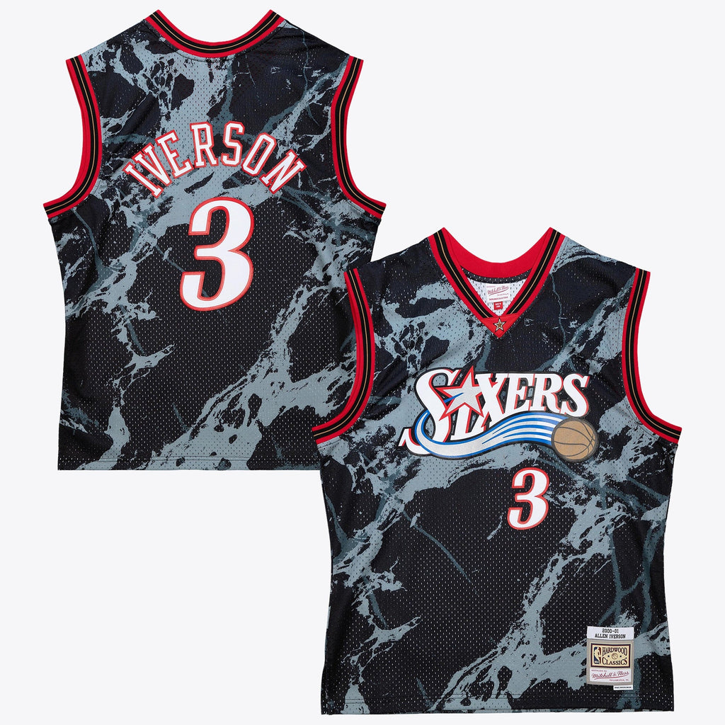 Allen Iverson Philadelphia 76ers 2000 Team Marble Swingman Jersey - Black product image 1, provided for visual reference and