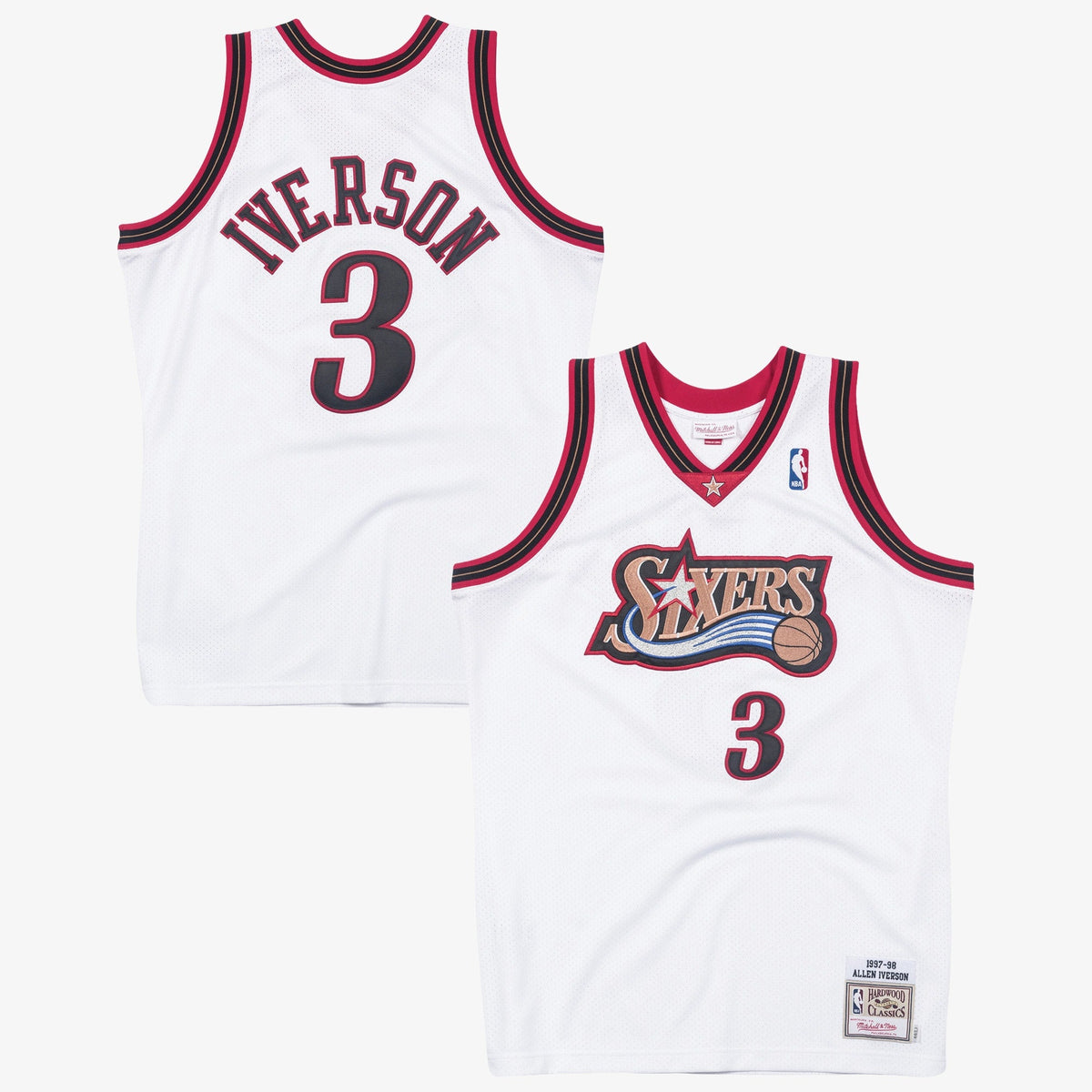 Allen Iverson Philadelphia 76ers 1997 Authentic Jersey - White product image 2, provided for visual reference and product
