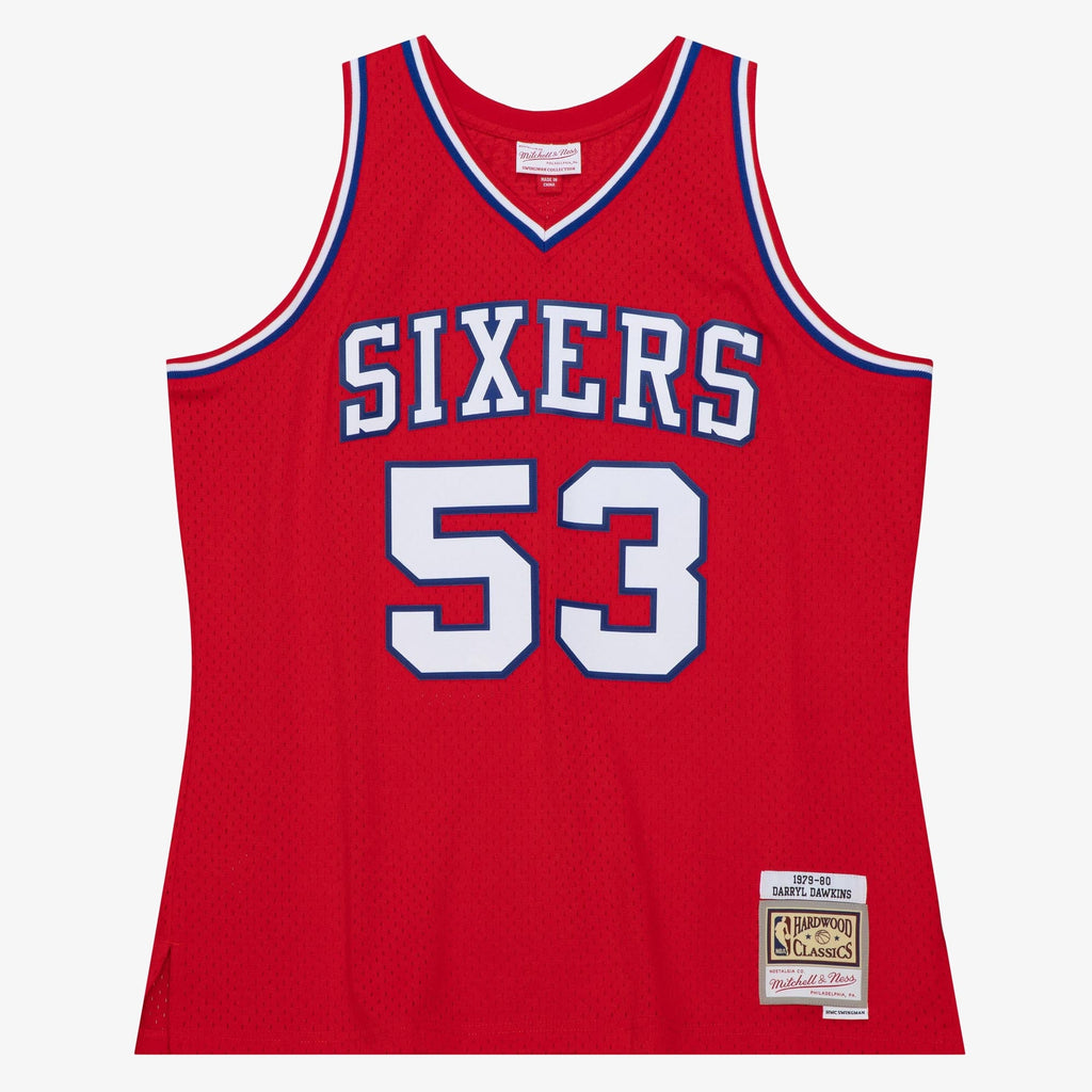 Darryl Dawkins Philadelphia 76ers 1979 Dark Authentic Jersey - University Red product image 3, provided for visual reference
