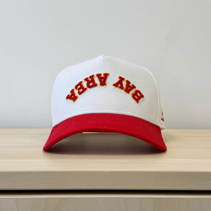 Laces Bay Area Downside Up Adjustable Hat- Red/Gold product image 1, provided for visual reference and product detail review