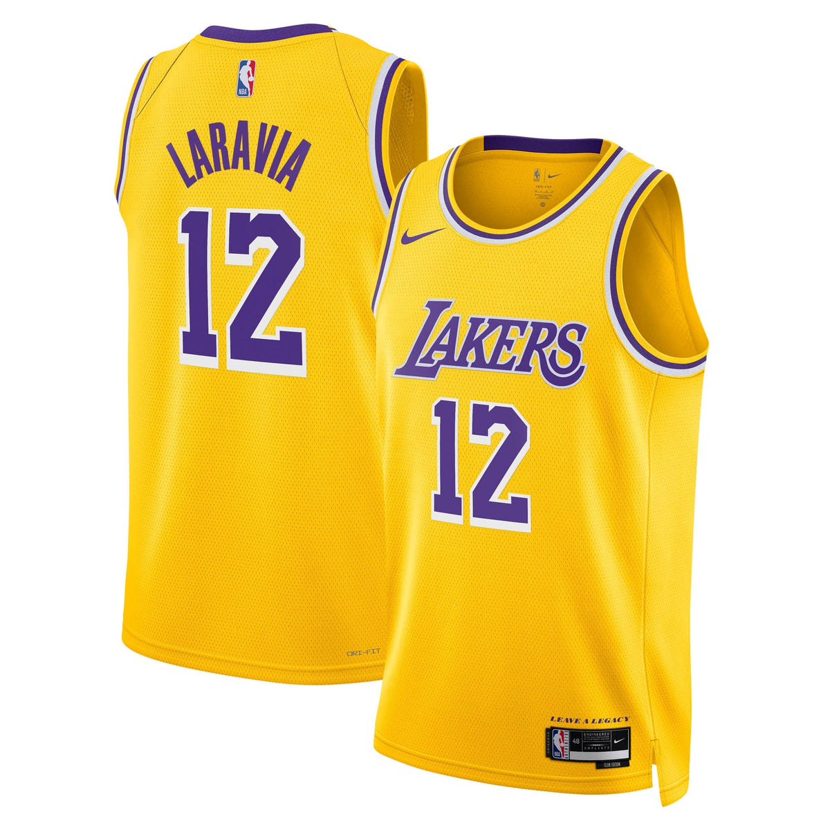 Jake LaRavia Los Angeles Lakers Icon Edition Swingman Jersey - Gold - Youth product image 2, provided for visual reference