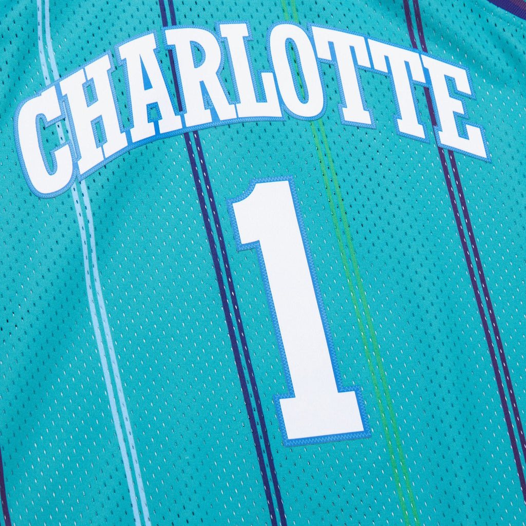 Baron Davis Charlotte Hornets 1999 Authentic Swingman Road Jersey - Teal product image 5, provided for visual reference and