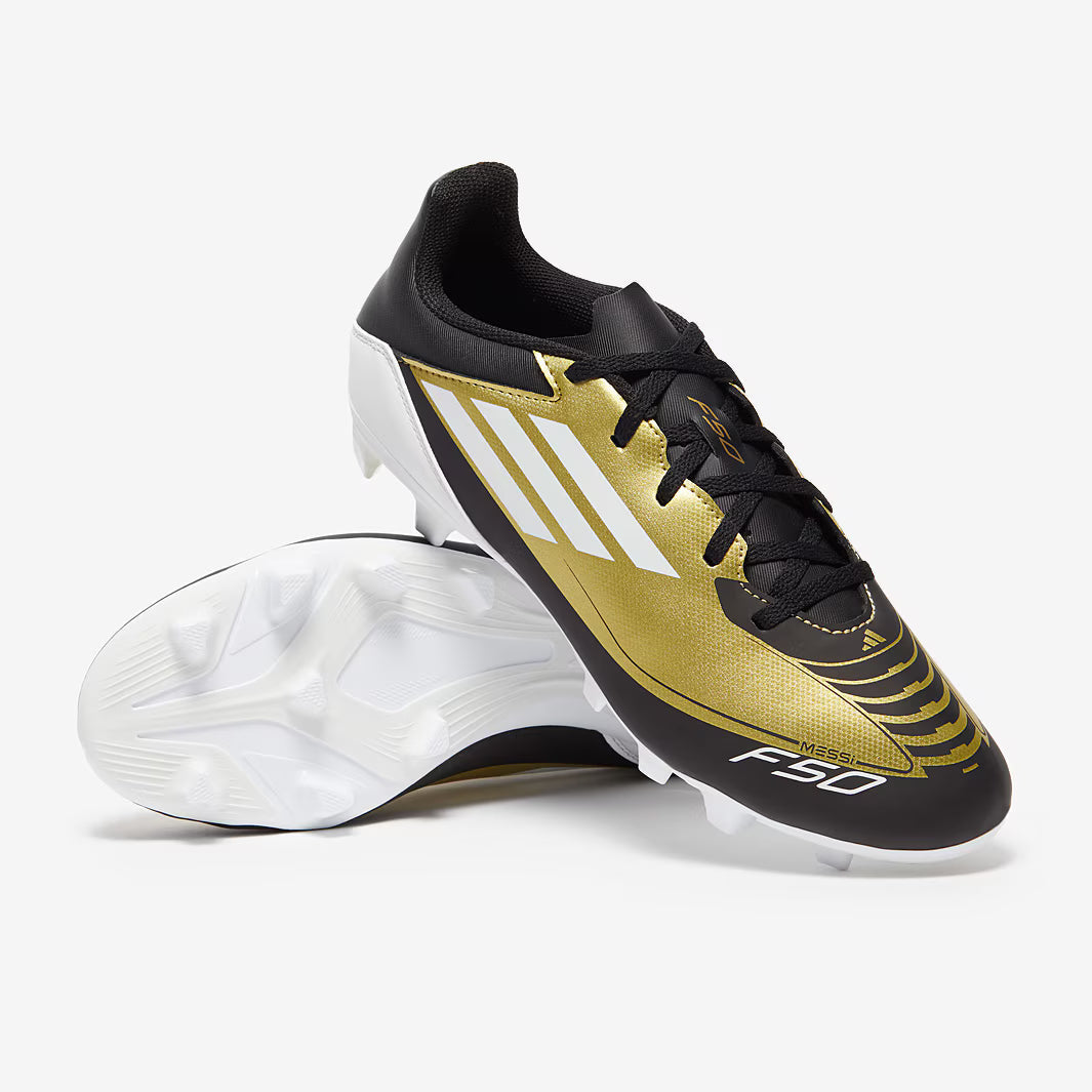 ADIDAS F50 CLUB FxG MESSI FG GOLD/BLACK product image 1, provided for visual reference and product detail review
