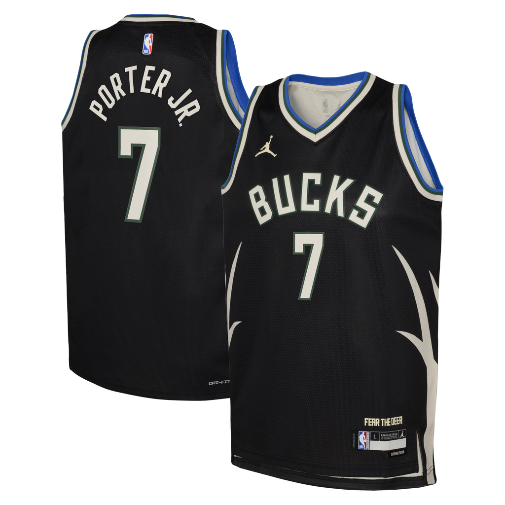 Kevin Porter Jr. Milwaukee Bucks Statement Edition Swingman Jersey - Hunter Green - Youth product image 1, provided for