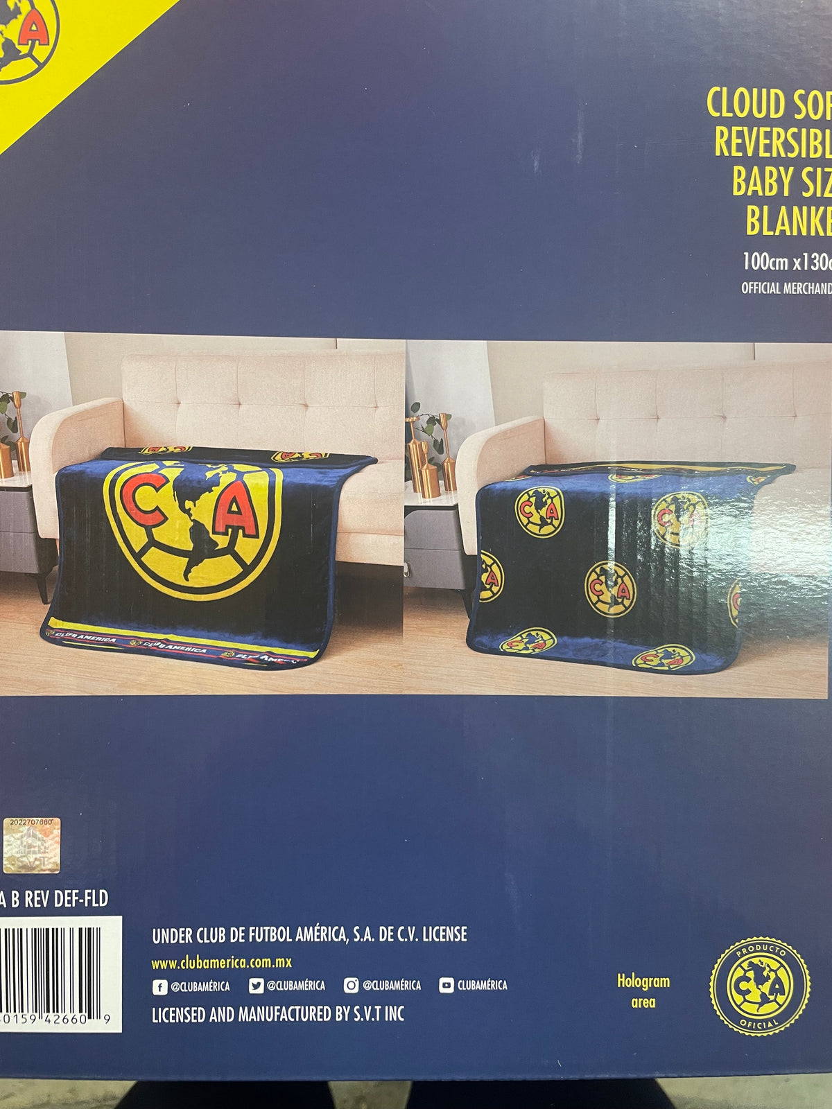 Club America Cloud Soft Reversible Baby Size Blanket product image 2, provided for visual reference and product detail review