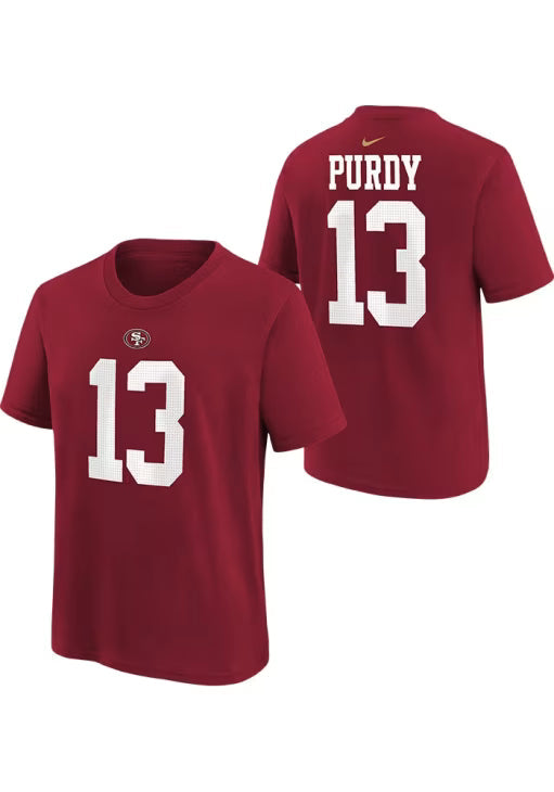 Nike Youth San Francisco 49ers Logo Brock Purdy Player Name & Number T-Shirt product image 3, provided for visual reference