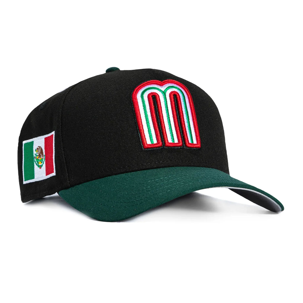 New Era Mexico WBC 9FORTY A-Frame Snapback Hat- Black/Green product image 1, provided for visual reference and product