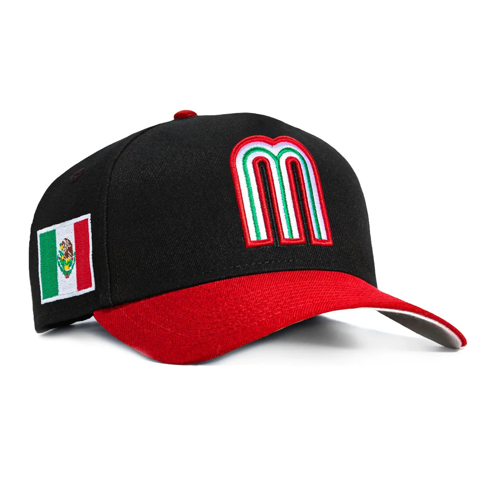 New Era Mexico WBC 9FORTY A-Frame Snapback Hat-Black/Red product image 1, provided for visual reference and product detail