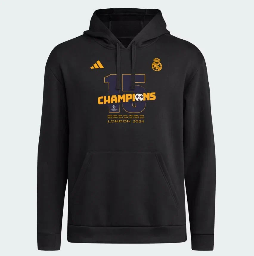 adidas REAL MADRID 15 CHAMPIONS WINNERS FLEECE HOODIE product image 1, provided for visual reference and product detail