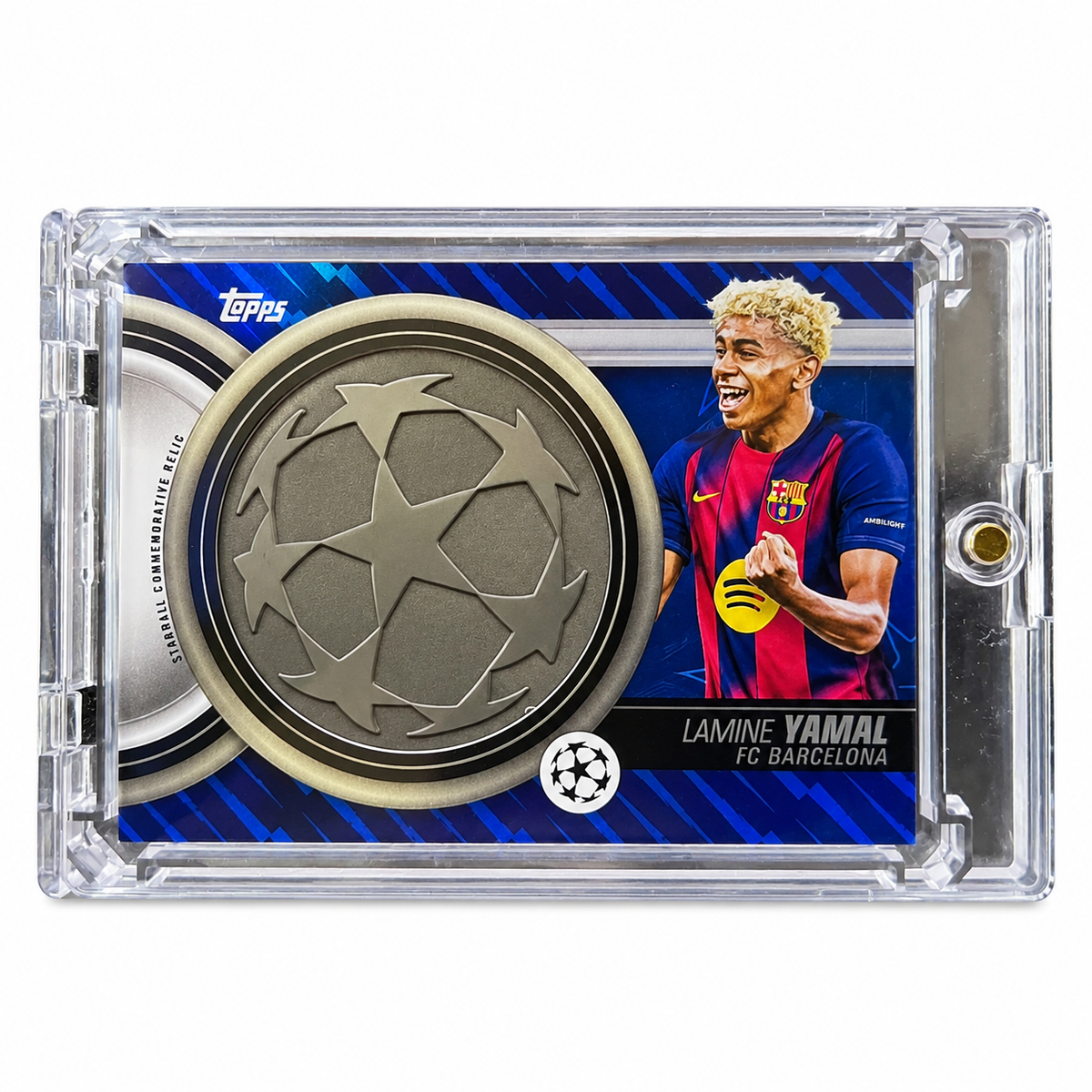 2025 Topps Uefa Club Competitions Lamine Yamal Starball Comm. Relic (#Scr-Ly) product image 1, provided for visual reference