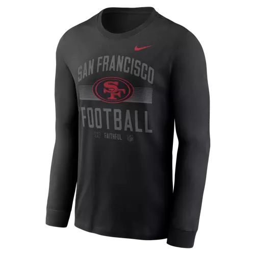 Nike San Francisco 49ers Essential Long-Sleeve Cotton T-Shirt - Black product image 1, provided for visual reference and