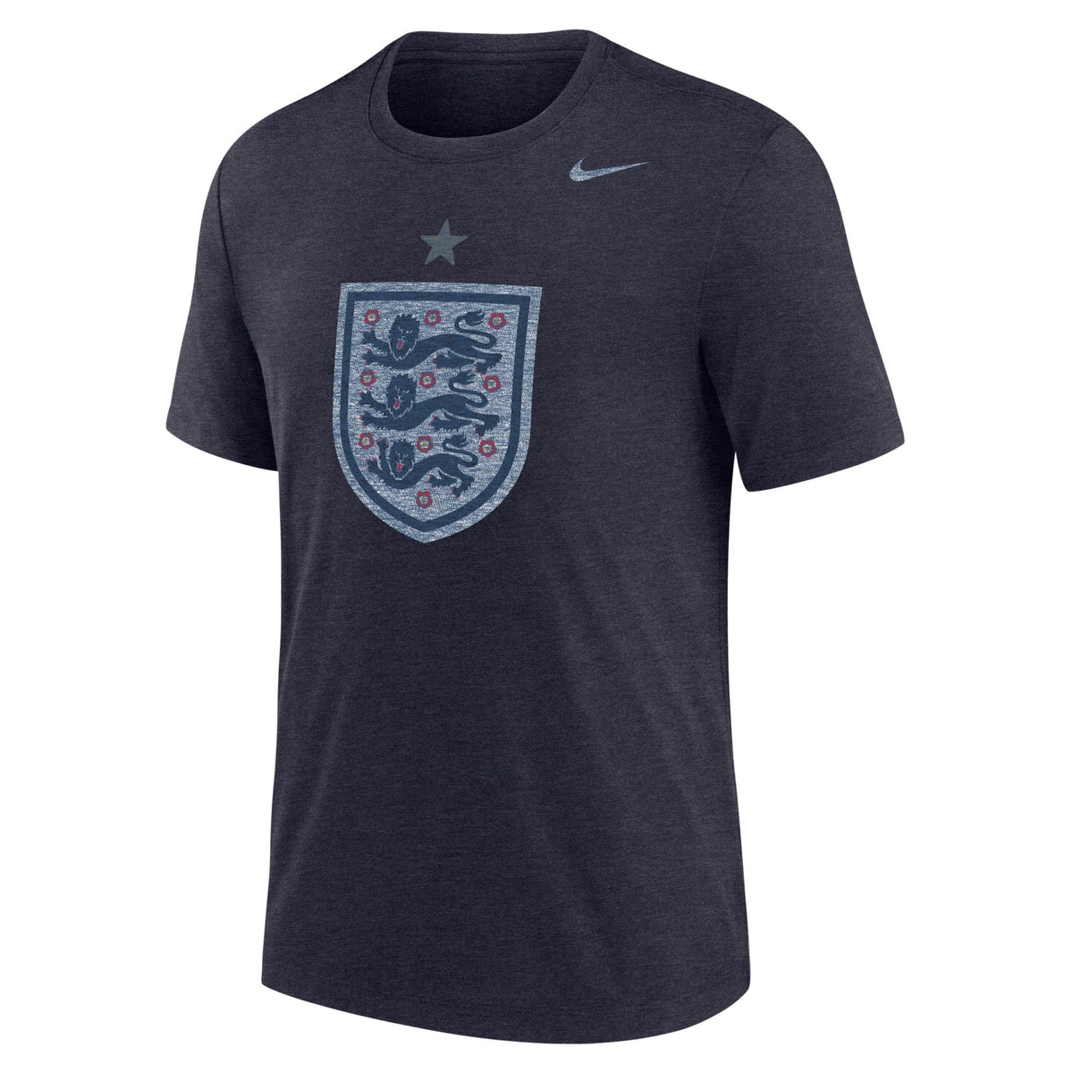 Nike England Men Distressed Primary Crest Logo Tri-Blend Soccer T-Shirt product image 1, provided for visual reference and