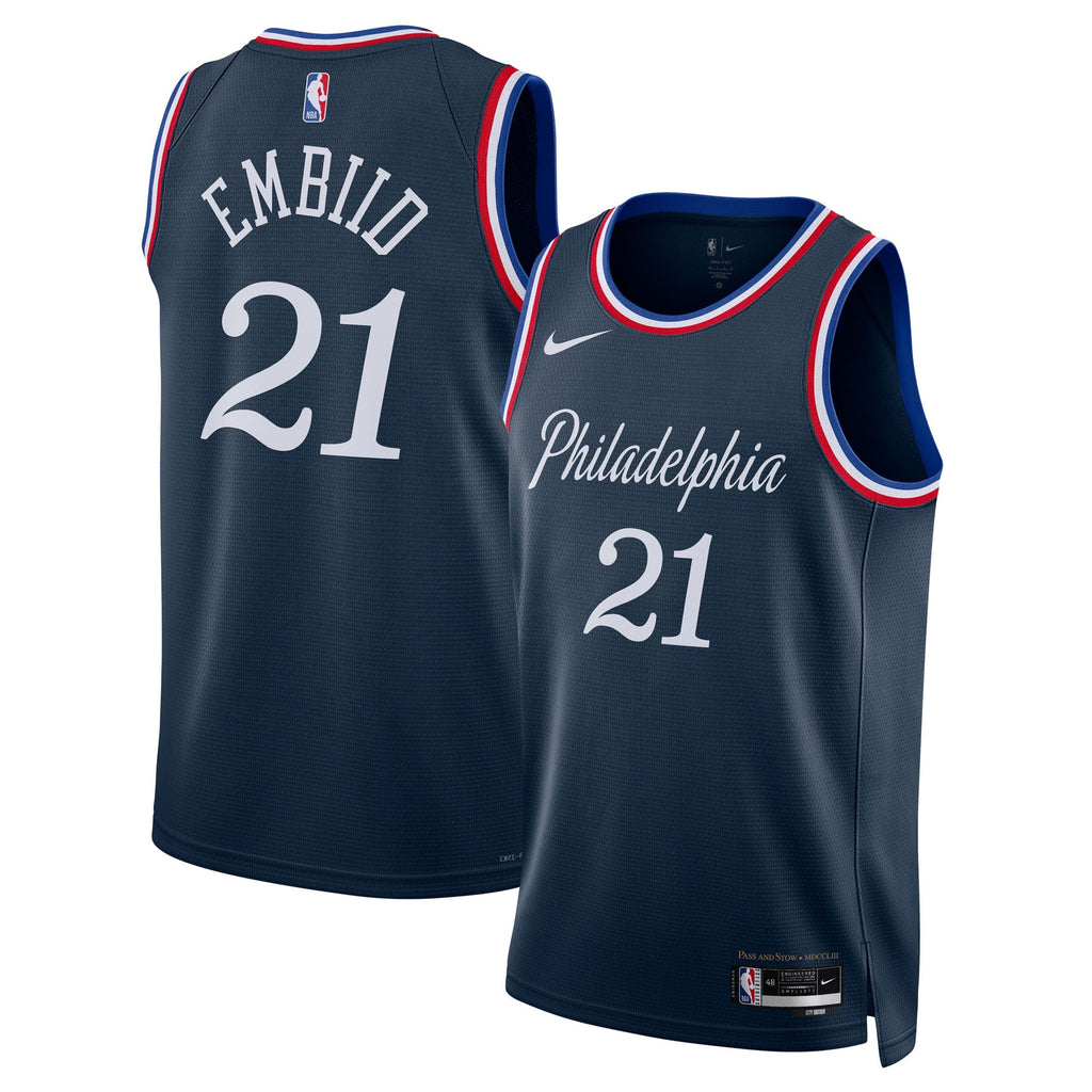 Joel Embiid Philadelphia 76ers 2025/26 City Edition Swingman Jersey - Navy - Unisex product image 1, provided for visual