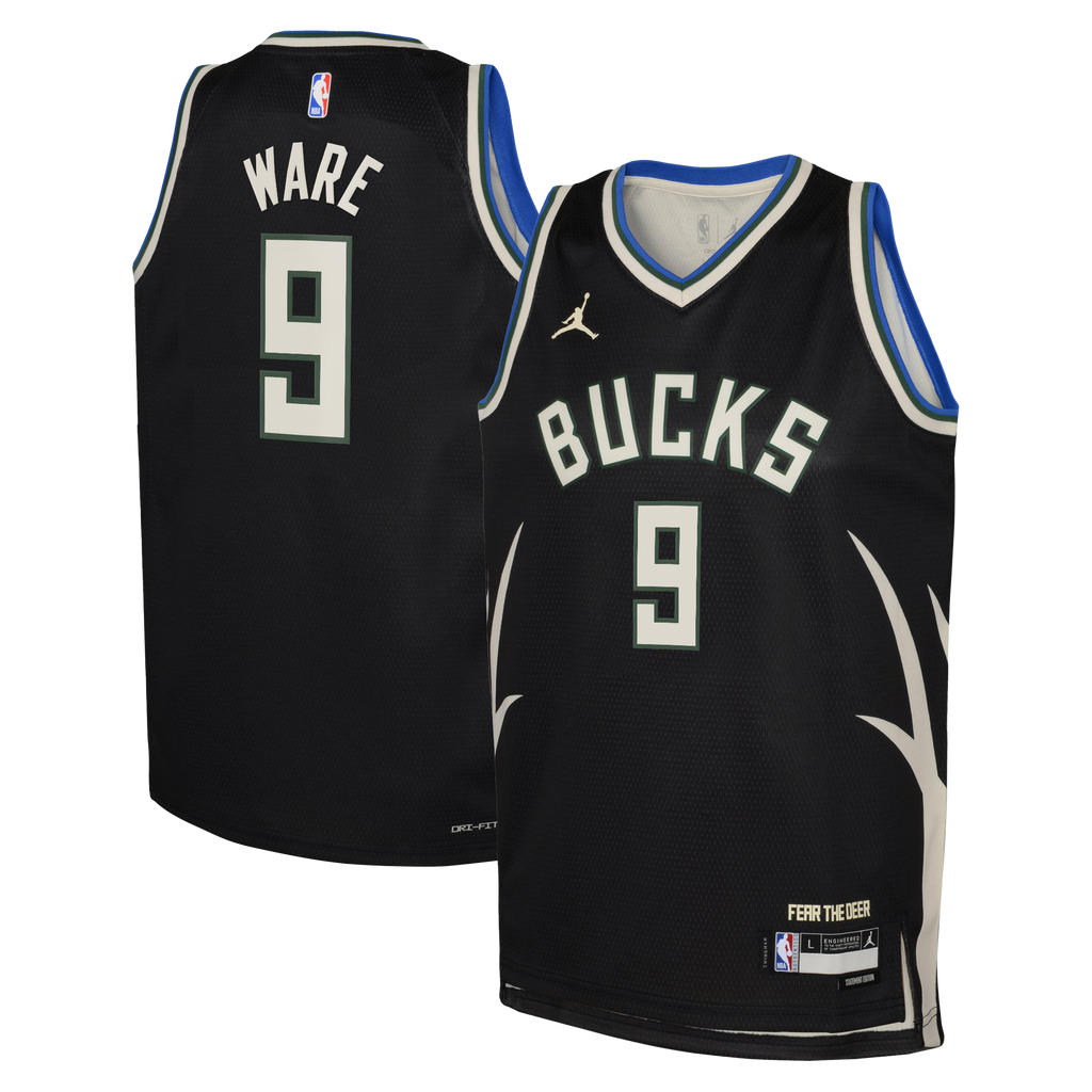 Kel'el Ware Milwaukee Bucks Statement Edition Swingman Jersey - Hunter Green - Youth product image 2, provided for visual