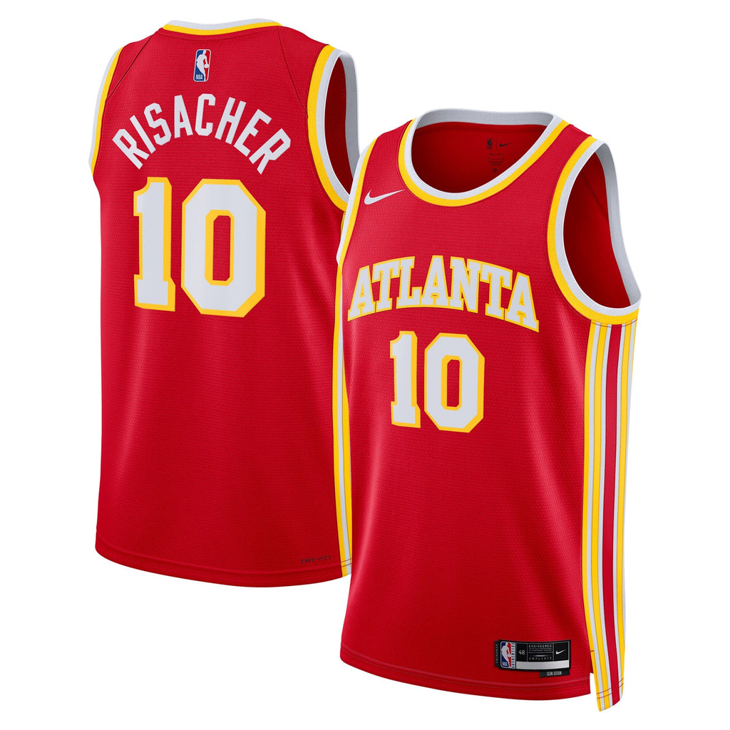 Zaccharie Risacher Atlanta Hawks Swingman Icon Jersey - Red - Unisex product image 2, provided for visual reference and