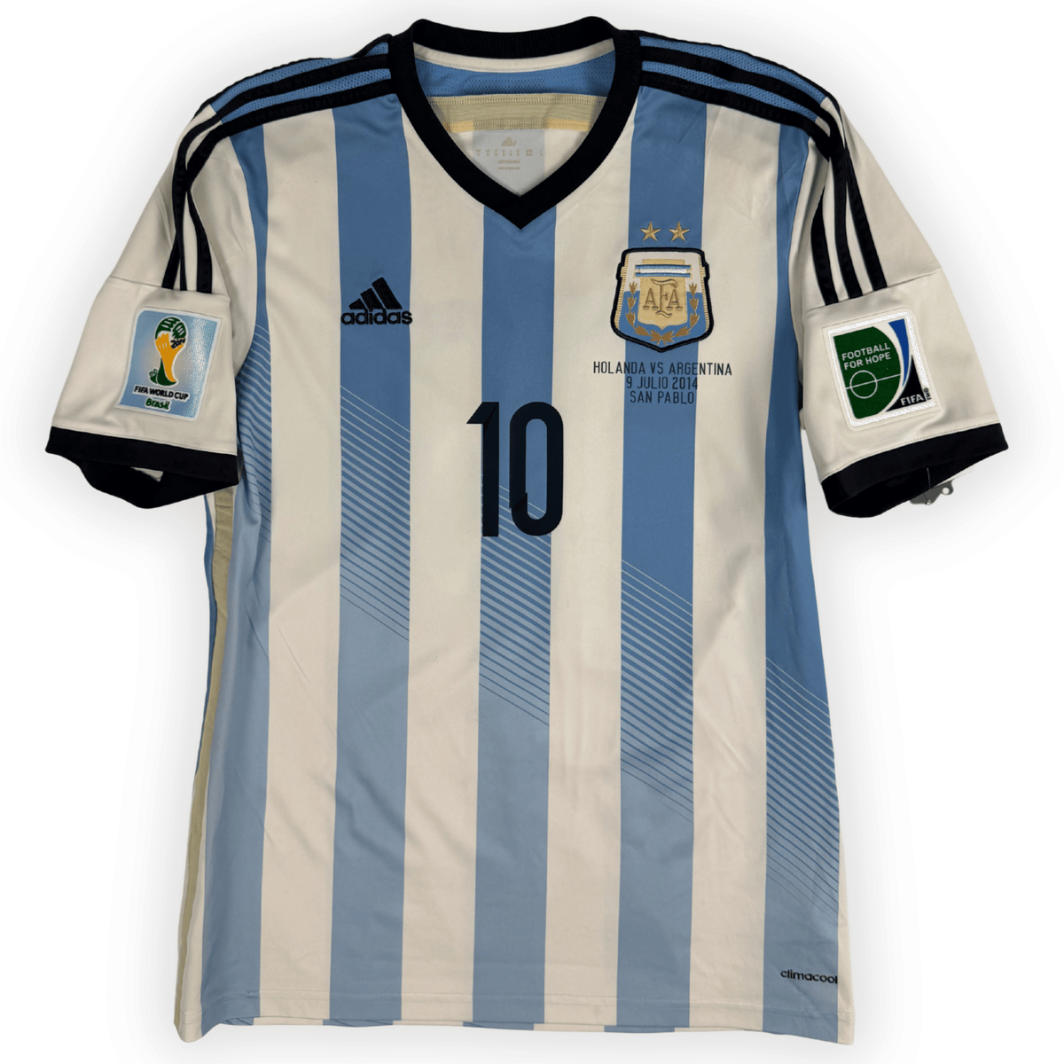 2014 Argentina World Cup Home 'Semi-Final' Shirt Messi #10 - (M) product image 1, provided for visual reference and product