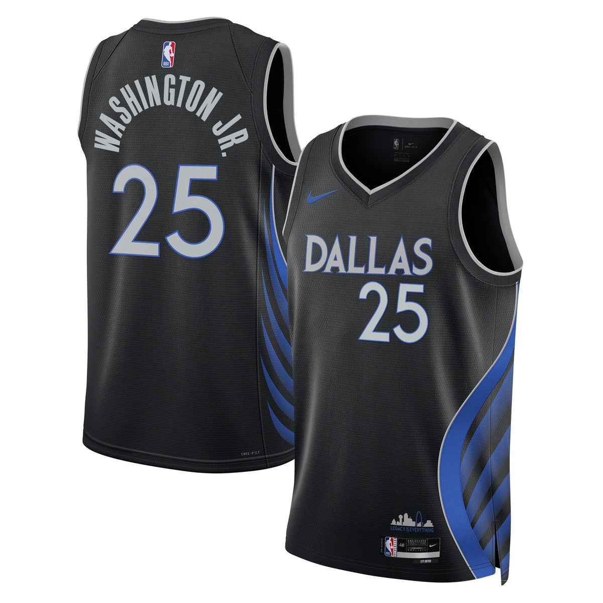P.J. Washington Jr. Dallas Mavericks 2025/26 City Edition Swingman Jersey - Black - Unisex product image 2, provided for
