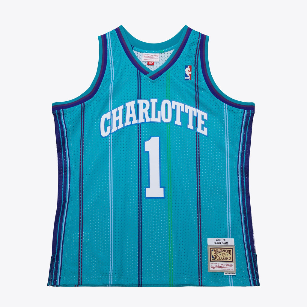 Baron Davis Charlotte Hornets 1999 Authentic Swingman Road Jersey - Teal product image 3, provided for visual reference and