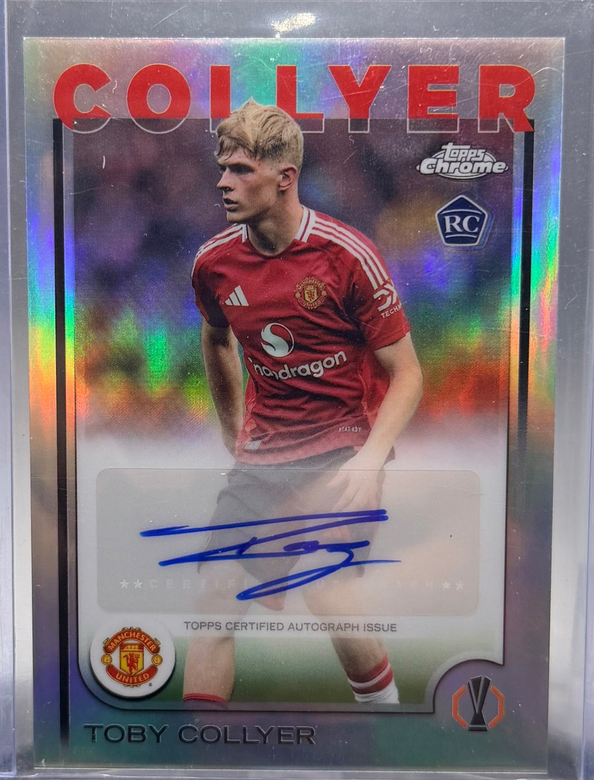 24-25 Topps Chrome Ucc Man United Rc Toby Collyer Auto Refractor product image 1, provided for visual reference and product