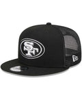 New Era San Francisco 49ers 9FIFTY Trucker Snapback- Black/White product image 1, provided for visual reference and product
