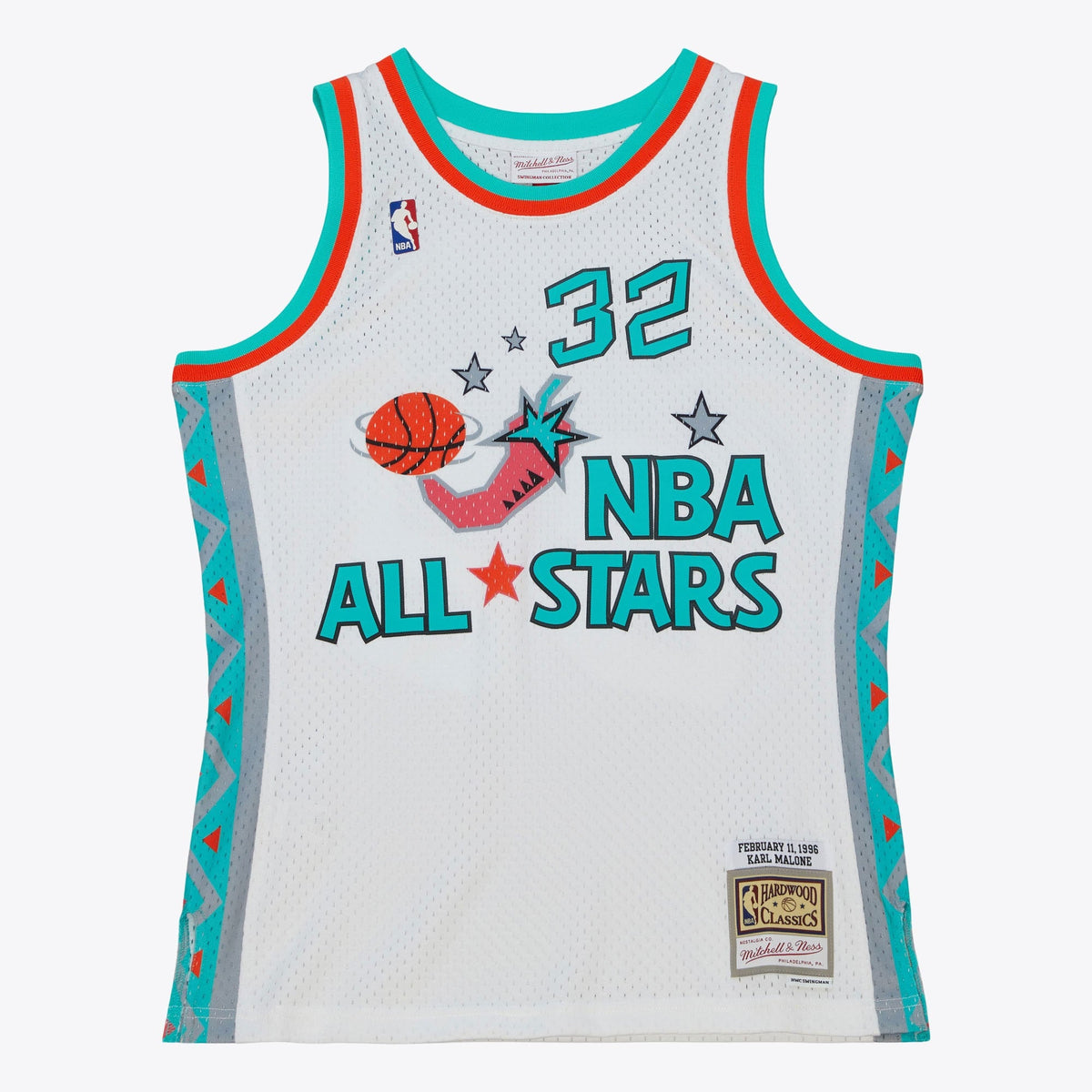 Karl Malone Utah Jazz 1996 All-Star Authentic Swingman Jersey - White product image 3, provided for visual reference and