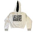 New Era Las Vegas Raiders Reversed Out French Terry Quarter-Zip Banded Crop Hoodie - Heather Gray product image 1, provided