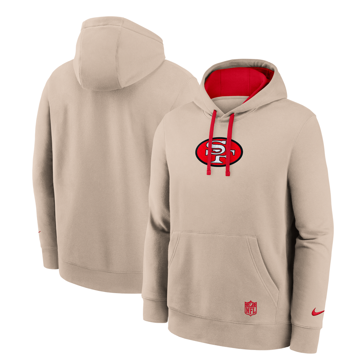 Nike San Francisco 49ers Rewind Club Hoodie-Sand product image 3, provided for visual reference and product detail review