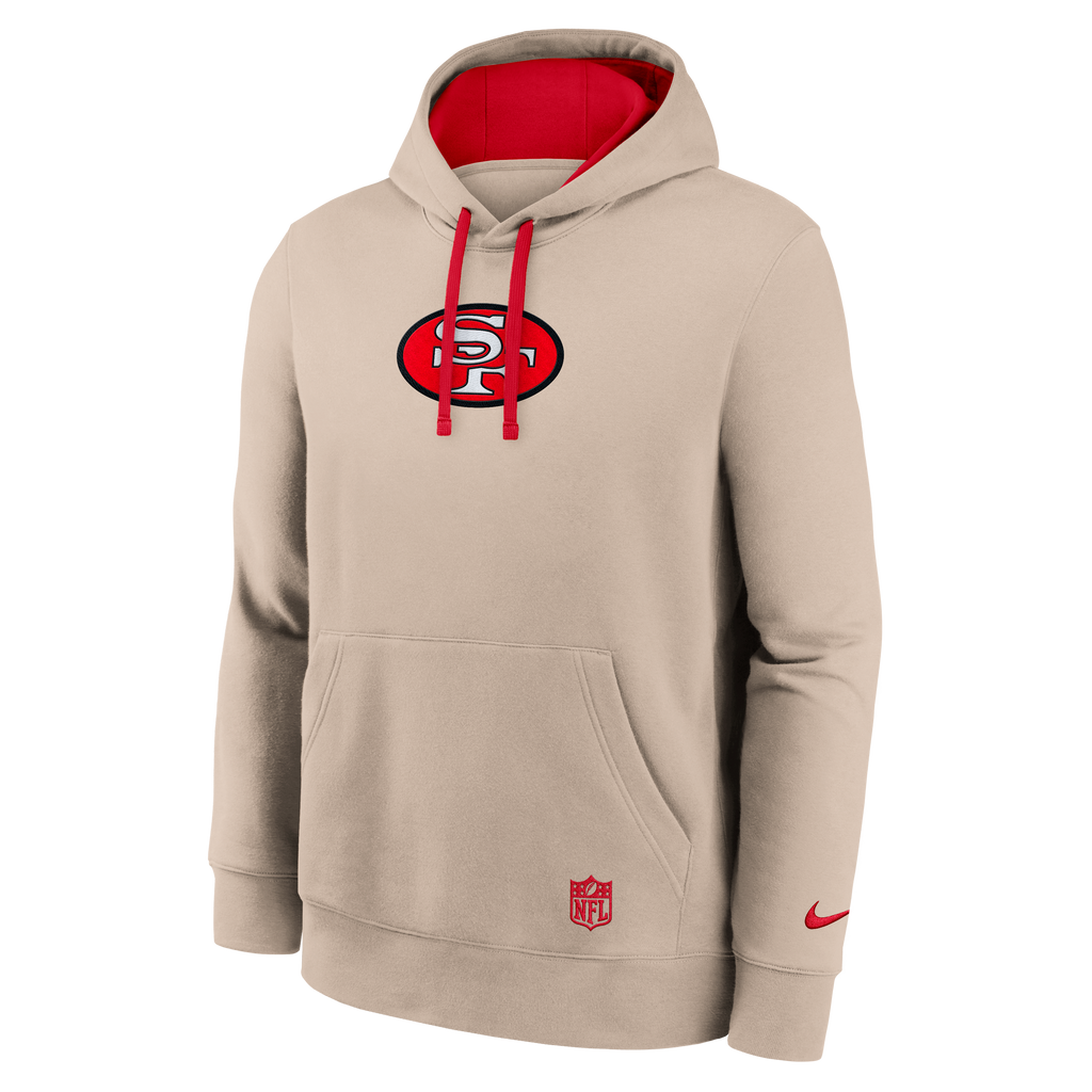 Nike San Francisco 49ers Rewind Club Hoodie-Sand product image 1, provided for visual reference and product detail review