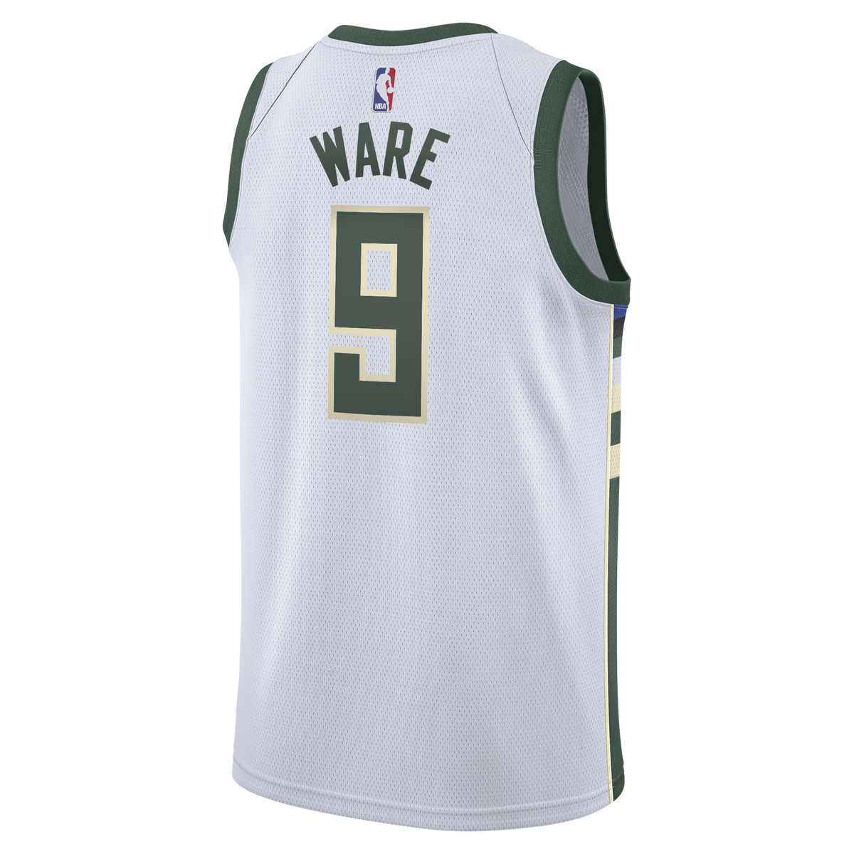 Kel'el Ware Milwaukee Bucks Association Edition Swingman Jersey - White - Youth product image 4, provided for visual