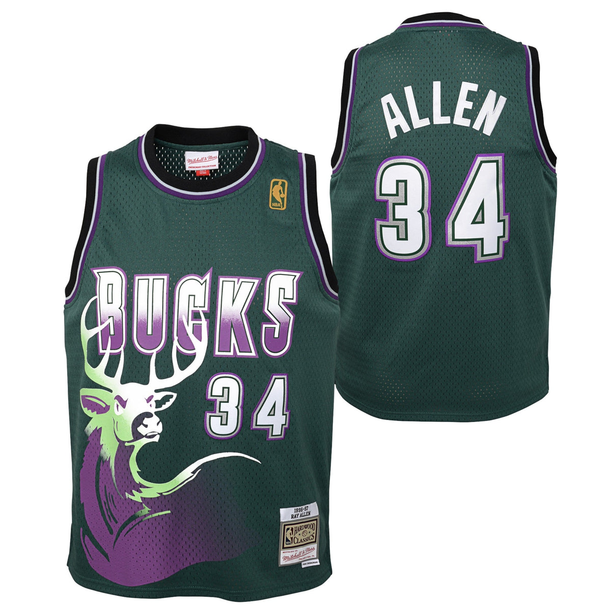 Ray Allen Milwaukee Bucks 1996-97 Hardwood Classics Swingman Jersey - Fir - Youth product image 1, provided for visual