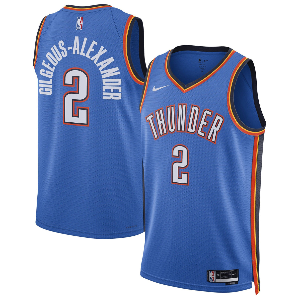Shai Gilgeous-Alexander Oklahoma City Thunder Replica Swingman Icon Jersey - Unisex product image 2, provided for visual