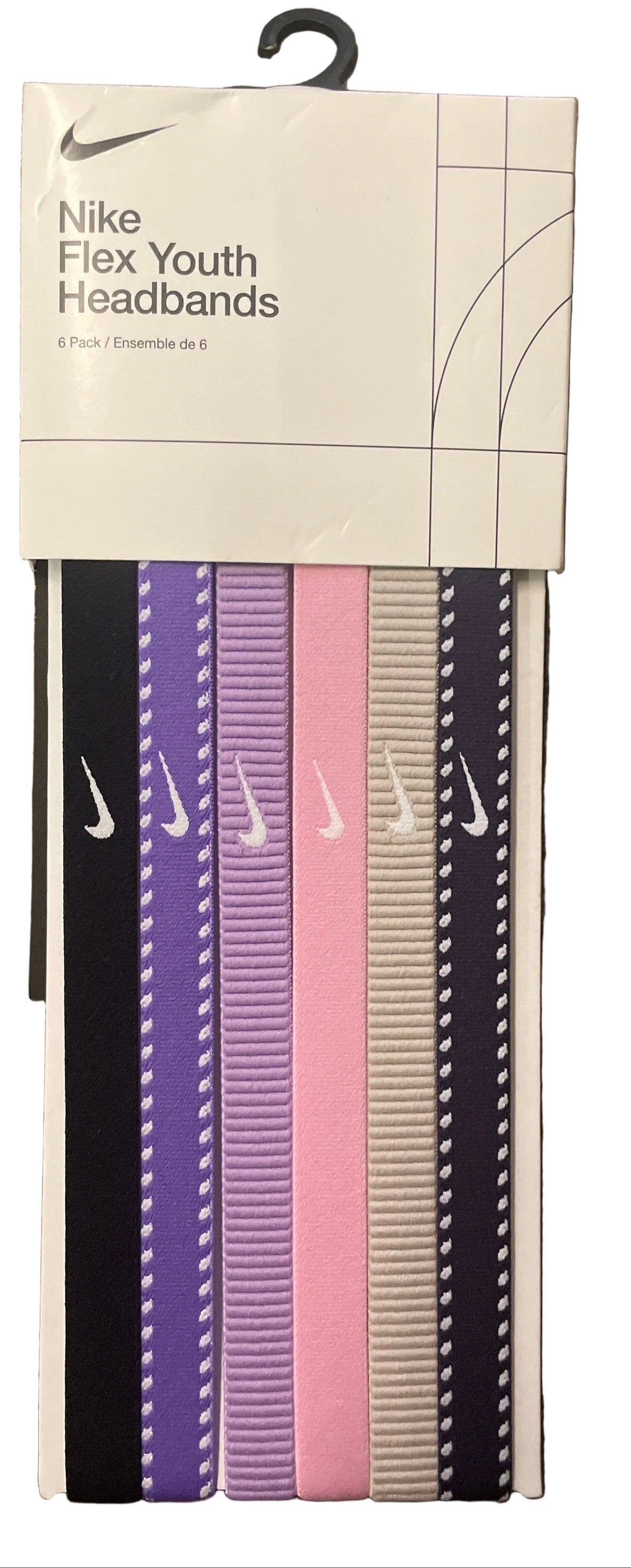 Nike Youth Flex Headbands 6 Pack-Multi Color-Pink/Purple product image 2, provided for visual reference and product detail
