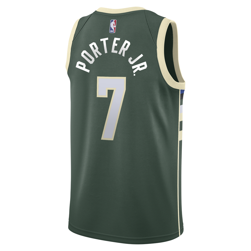 Kevin Porter Jr. Milwaukee Bucks Icon Edition Swingman Jersey - Hunter Green - Youth product image 4, provided for visual