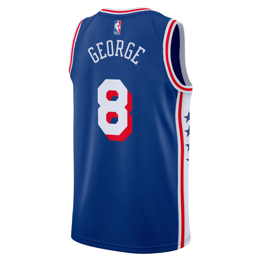 Paul George Philadelphia 76ers Icon Edition Swingman Jersey - Royal - Unisex product image 4, provided for visual reference