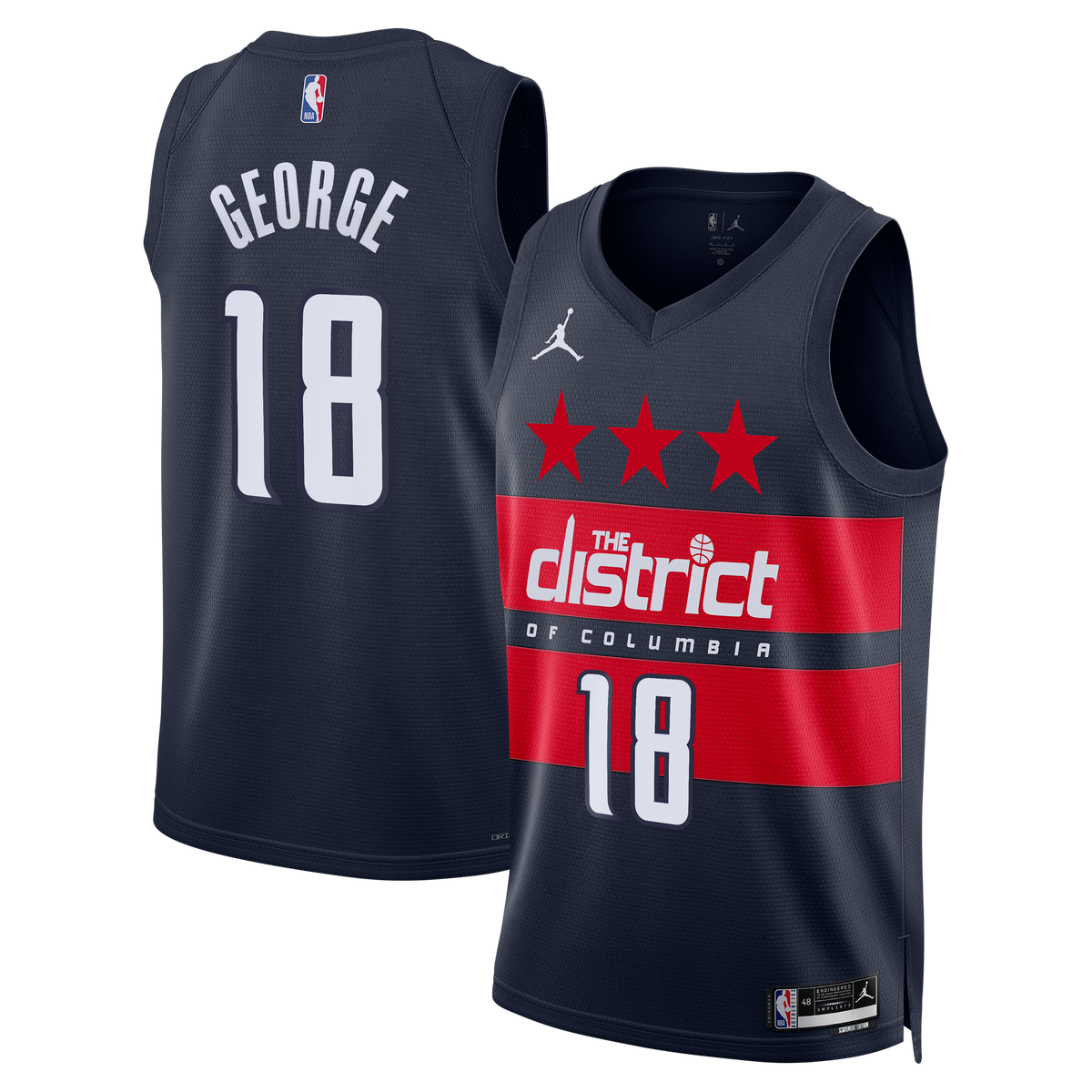 Kyshawn George Washington Wizards Statement Edition Swingman Jersey - Navy - Mens product image 2, provided for visual