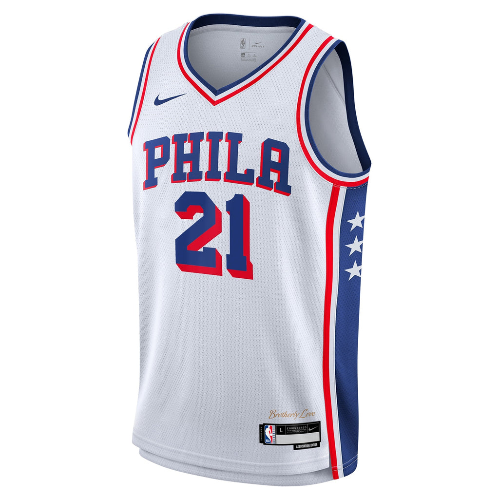 Joel Embiid Philadelphia 76ers Association Edition Swingman Jersey - White - Youth product image 3, provided for visual
