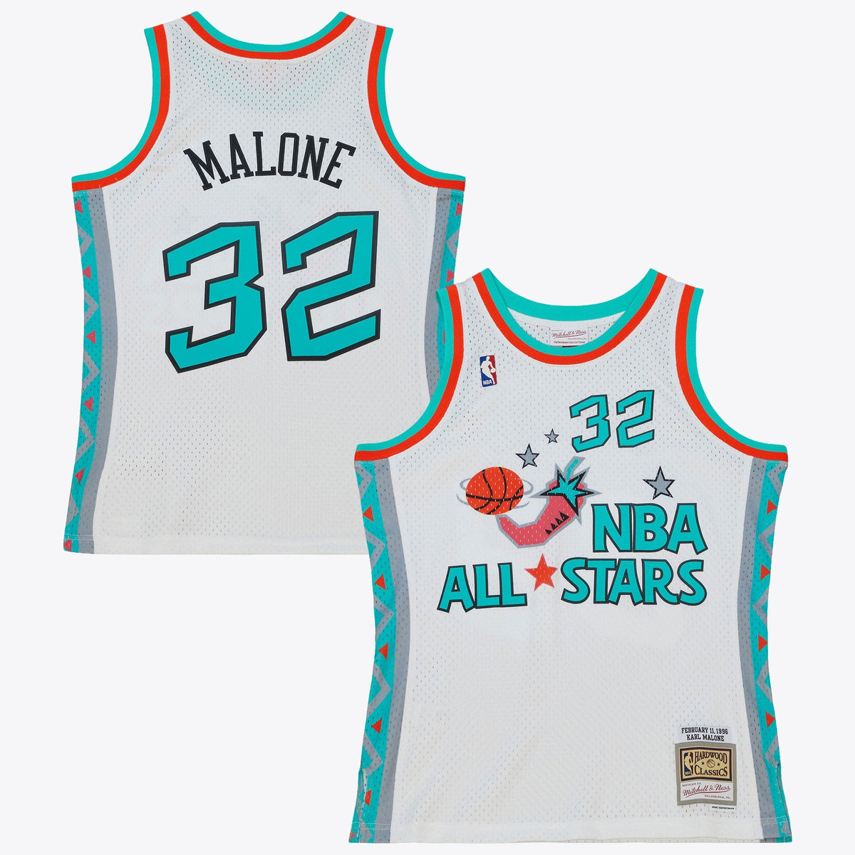 Karl Malone Utah Jazz 1996 All-Star Authentic Swingman Jersey - White product image 2, provided for visual reference and