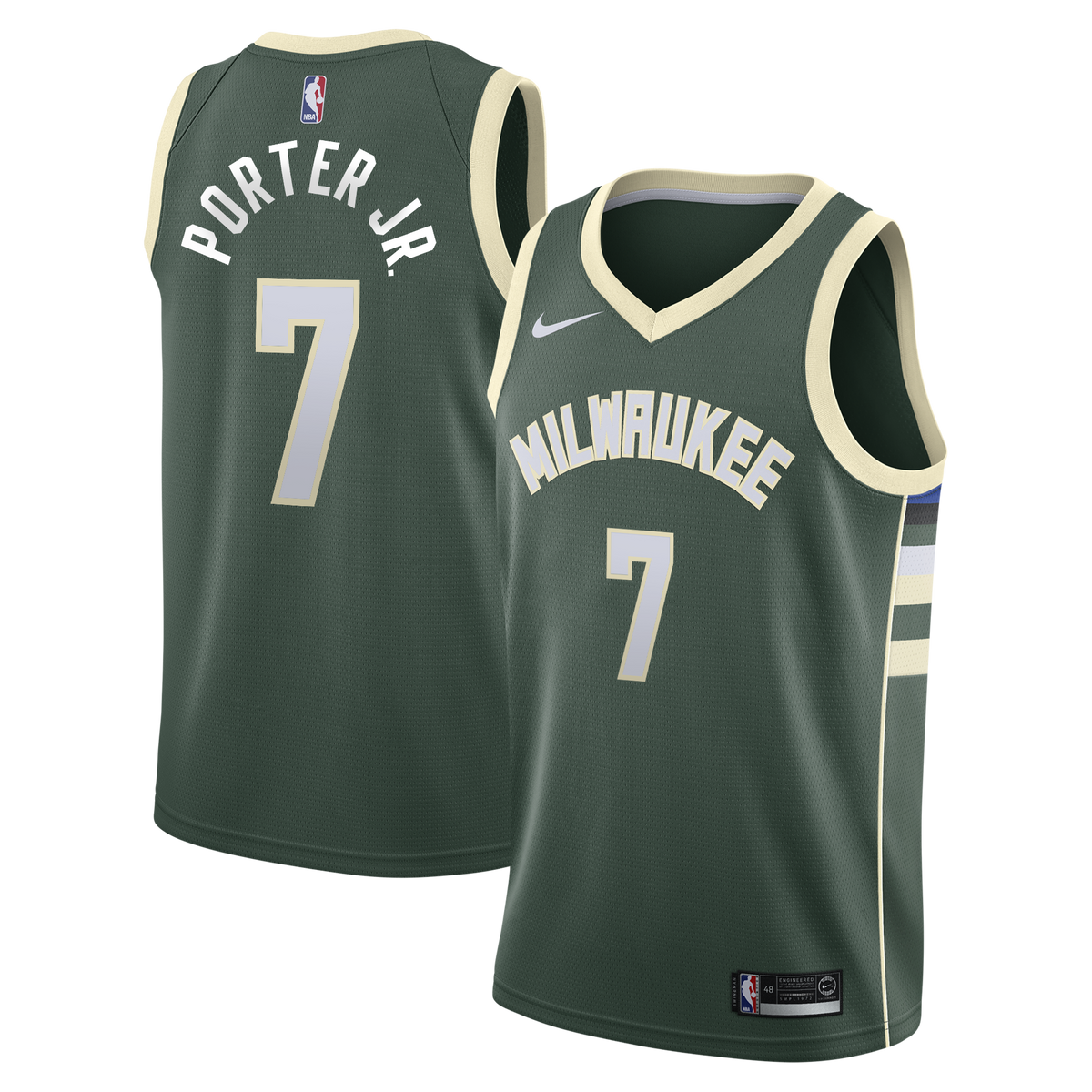 Kevin Porter Jr. Milwaukee Bucks Icon Edition Swingman Jersey - Hunter Green - Youth product image 1, provided for visual