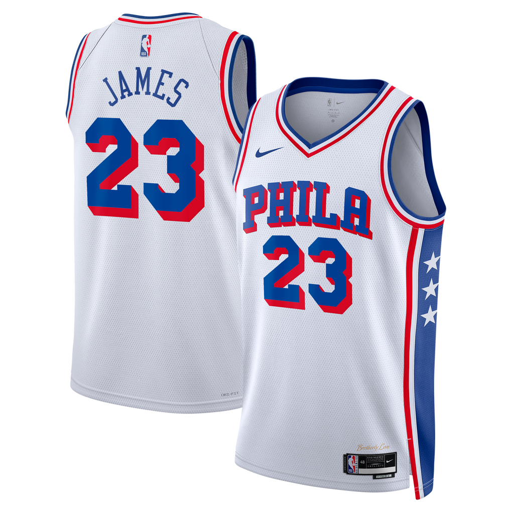 LeBron James Philadelphia 76ers Association Edition Swingman Jersey - White - Unisex product image 1, provided for visual
