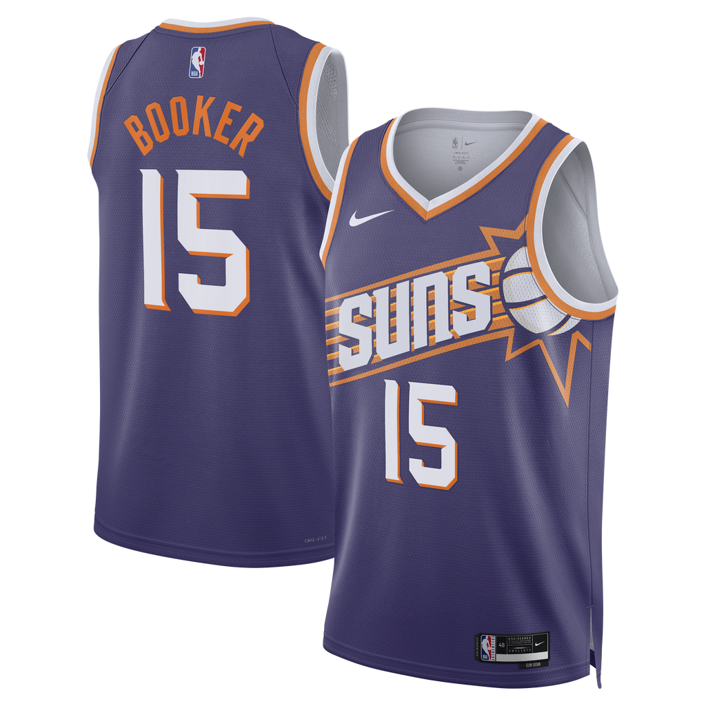 Devin Booker Phoenix Suns Icon Edition Swingman Jersey - Purple - Unisex product image 1, provided for visual reference and