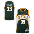 Kevin Durant Seattle Supersonics 2007-08 Hardwood Classics Swingman Road Jersey - White/Green - Youth product image 1,