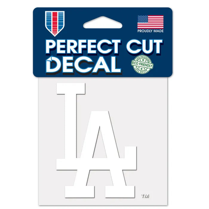 Los Angeles Dodgers Perfect Cut White Decal 4" x 4" product image 1, provided for visual reference and product detail review