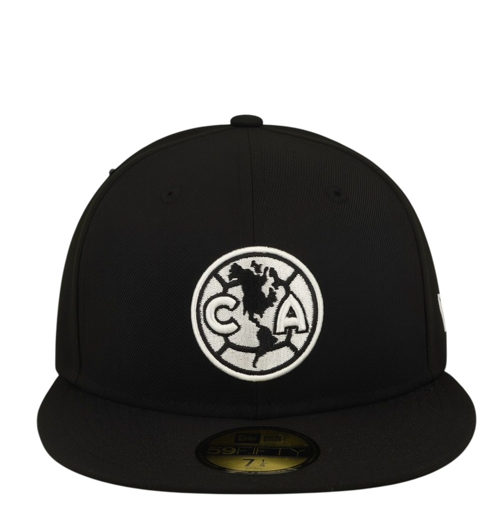 New Era Club America Black and White 59FIFTY Fitted Hat product image 2, provided for visual reference and product detail